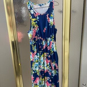 Navy blue maxi dress with flowers
